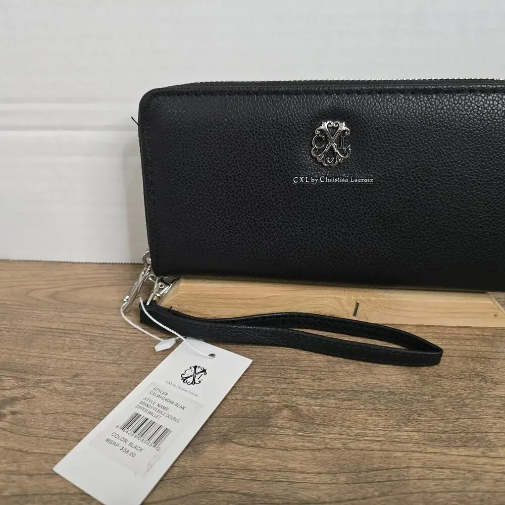 CXL by Christian Lacroix Brandy Pebble Double Zipper Wallet Black NWT